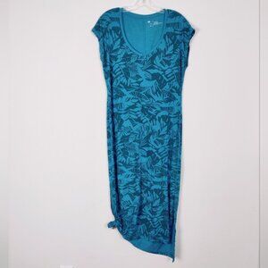 Treeblend Women's Maxi Dress in Blue Size Large Tropical Resortwear Cotton